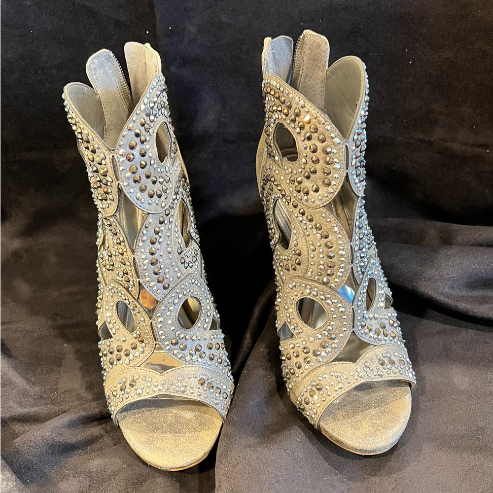 Gianni Bini rhinestone peep toe booties - Picture 3 of 5